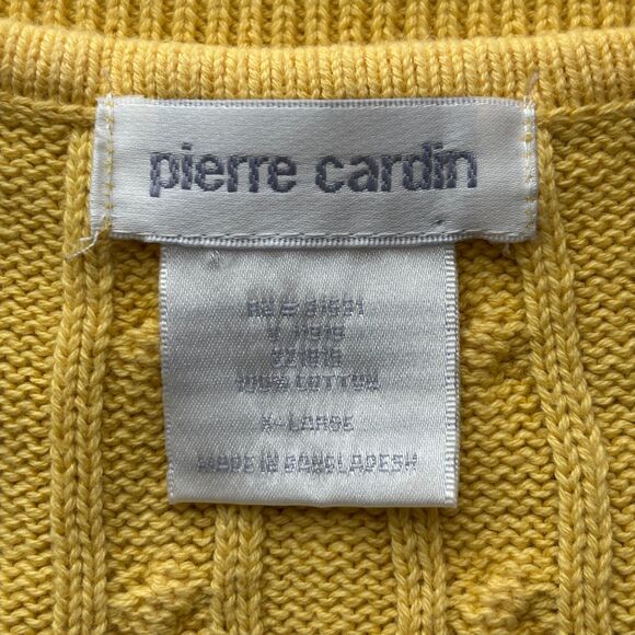 Pierre Cardin Women Cable Knit Sweater Vest Vintage Y2K Preppy Yellow XL L113 - Picture 6 of 7